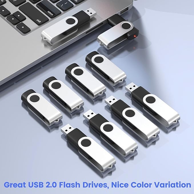 ABLAZE 32GB Flash Drives 500 Pack, USB 2.0 Thumb Drives Bulk Swivel Memory Stick Bulk USB 500 Pack Pendrives 32GB (Black)