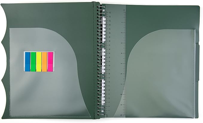 Mintra Office Durable PREMIUM Spiral Notebook (Green Olive, 3 Subject (8.5in x 11in))