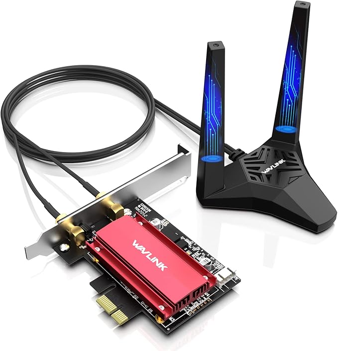 WAVLINK 2025 New AX5400M WiFi 6E PCIe Network Card, Tri-Band AX210 Wireless Adapter with Bluetooth 5.3, MU-MIMO, WPA3, OFDMA, Low-Profile Bracket, Heat Sink, for Windows 11/10 PC
