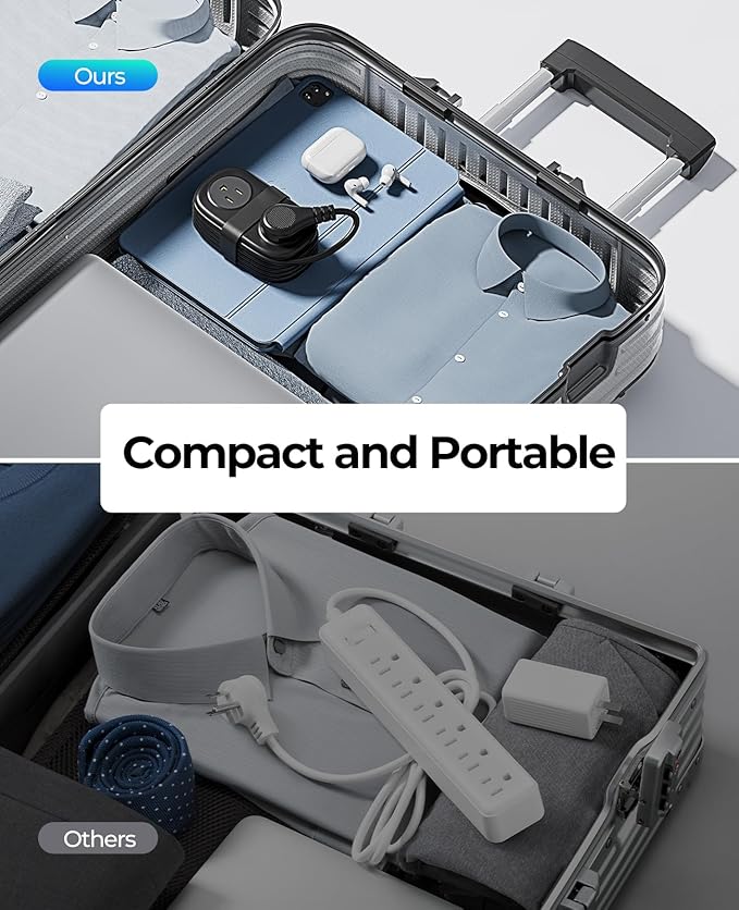 Travel Power Strip, ORICO 4 Outlets 3 USB Ports (1 USB C) with 4FT Wrapped Short Extension Cord Small Power Strip, Compact for Hotel Travel Essentials Cruise Approved-AP3