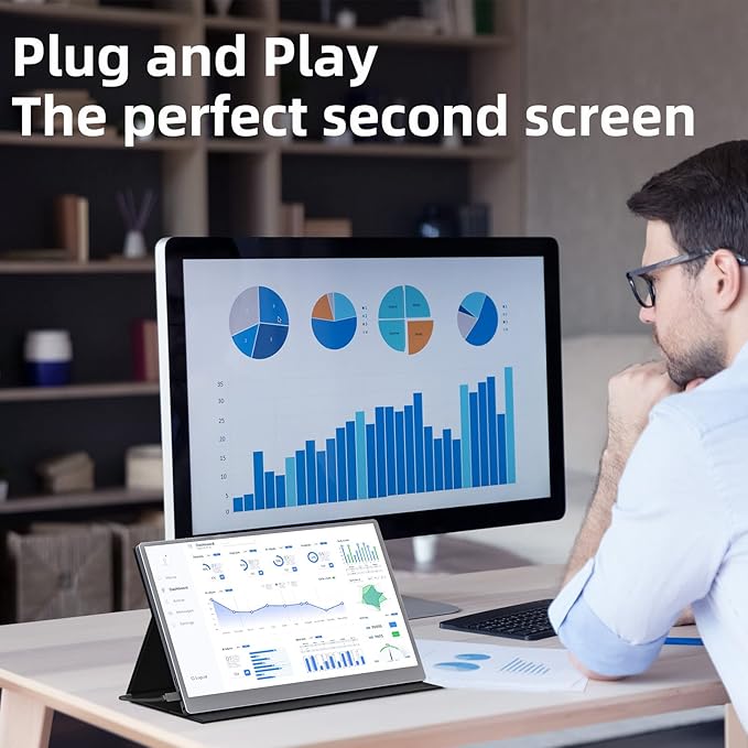 Portable Monitor 4K 15.6 inch UHD 3840X2160 100% sRGB USB-C HDMI IPS External Second Monitor Portable Travel Monitor for Laptop MacBook PS5/4 Xbox with Speakers