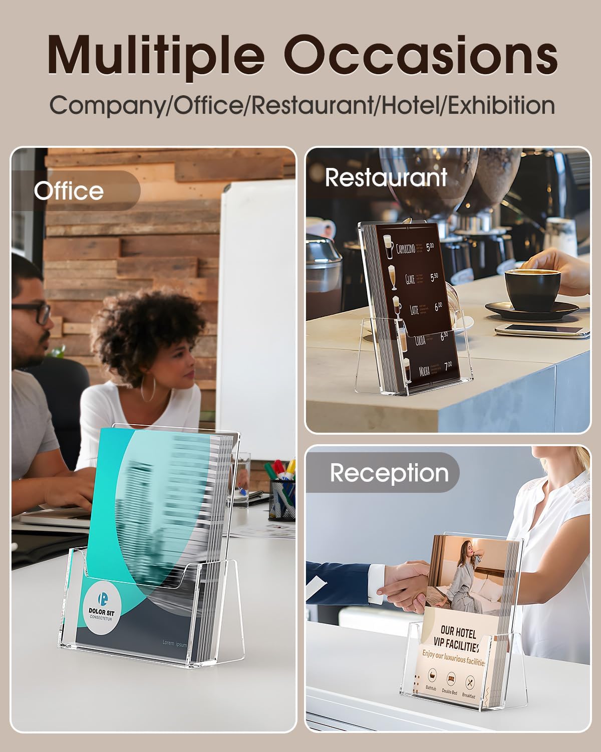 MaxGear Brochure Holder 6 Pack, 6 Inches Wide Acrylic Display Stand Clear Pamphlet Holder Flyer Holder Rack Card Holder Countertop/Desk Organizer for Trifold, Booklet, Literature, Magazine