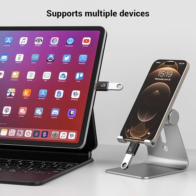 8 Pack 10Gbps/120W Type C Male to USB Female OTG Adapter, Black USB C to USB3.1 Adapter for Smartphone, PC, Laptop, Tablet, Keyboard etc.