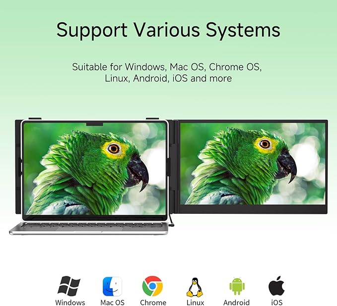 Laptop Screen Extender - 14” Ultra Thin and Light Travel Monitor for Laptop FHD 1080P Portable Second Monitor IPS Screen Display Plug & Play for Mac Windows Android iOS