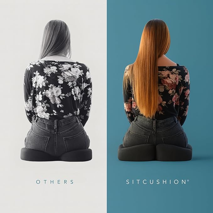 Pressure Relief Seat Cushion for Tailbone Pain - X Large Office Chair Cushion for Back Pain, Coccyx & Sciatica Pain Relief Pillow. Memory Foam Seat Cushions for Office Chairs. Extra Cover (Black)