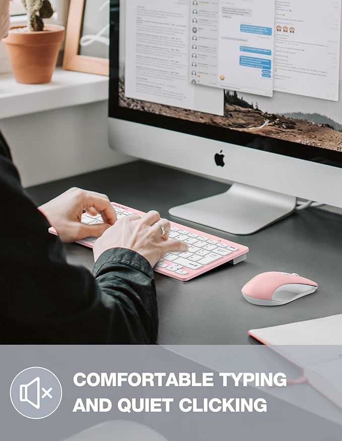 TECKNET Wireless Keyboard and Mouse Combo, Mini Cordless Computer Keyboard and Mouse Set 2.4GHz, Silent Adjustable 1600 DPI, Quiet Click, Lag-Free for Computer, Laptop, PC, Windows, Mac, Chrome OS