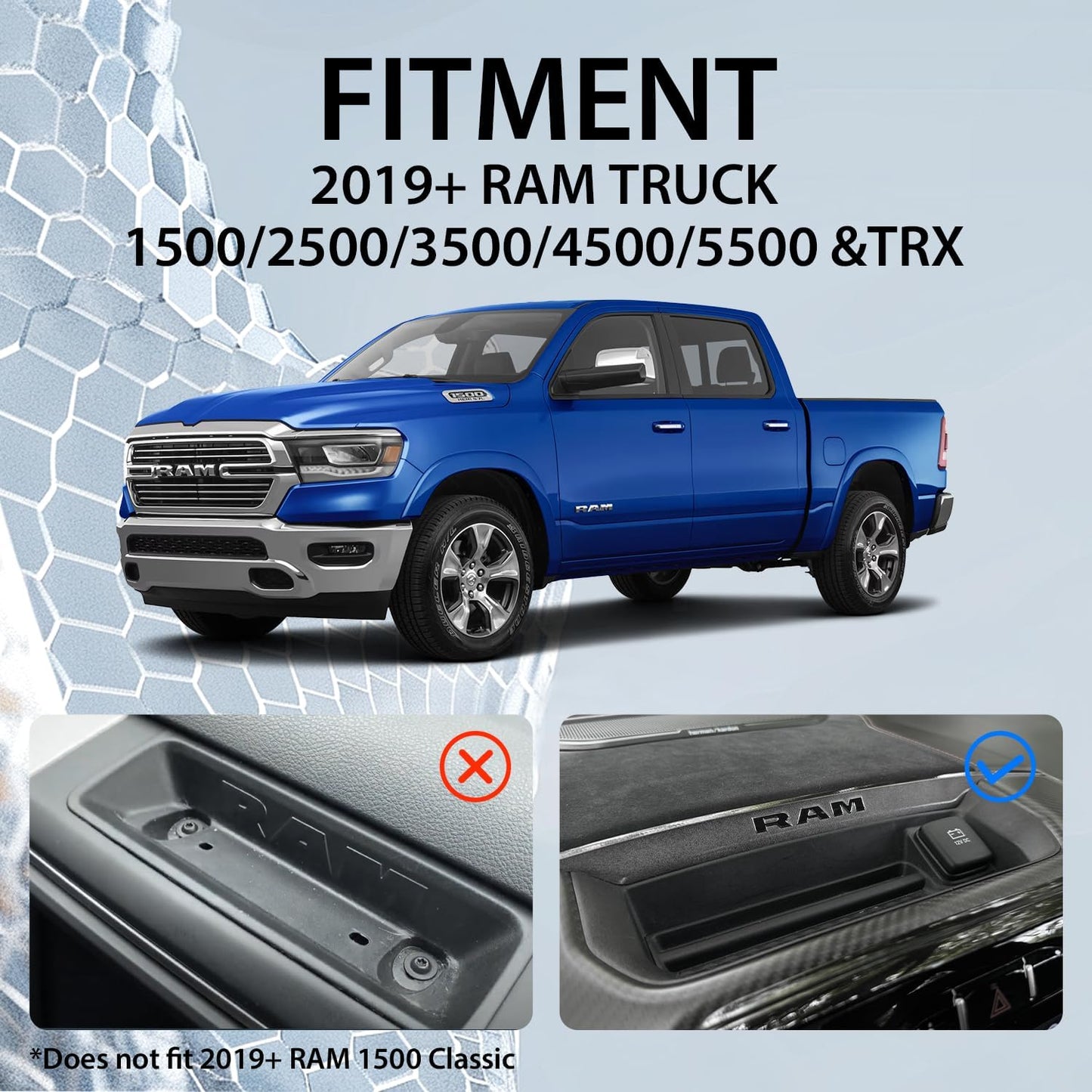 Dash Phone Mount Compatible with 2019+ RAM Truck 1500/2500/3500 & TRX Accessories (NOT fit RAM Classic Vehicle), Magsafe Phone Holder Widely Adjustable for iPhone 12-17 Series