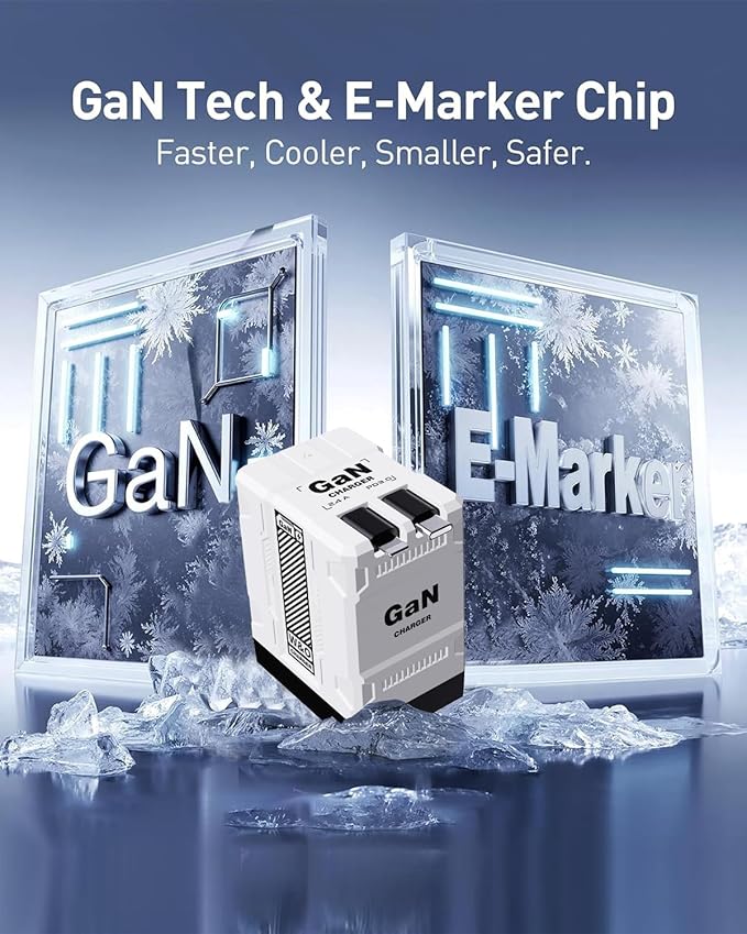 W&O 45W GaN Charger Fast Charging,Retractable Phone Charger Wall Plug with Lightening and Type-C Cables,for iPhone16/15/14/13/12/11 Series, Galaxy S25 24,Android and More (White)