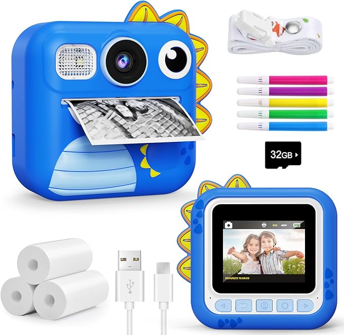 KOKODI Kids Camera Instant Print, Toddler Cameras Christmas Birthday Gifts for Boys Age 3-12, Digital Video Instant Printer Camera for Kids, Toys for Ages 5-7 Boys (Blue)