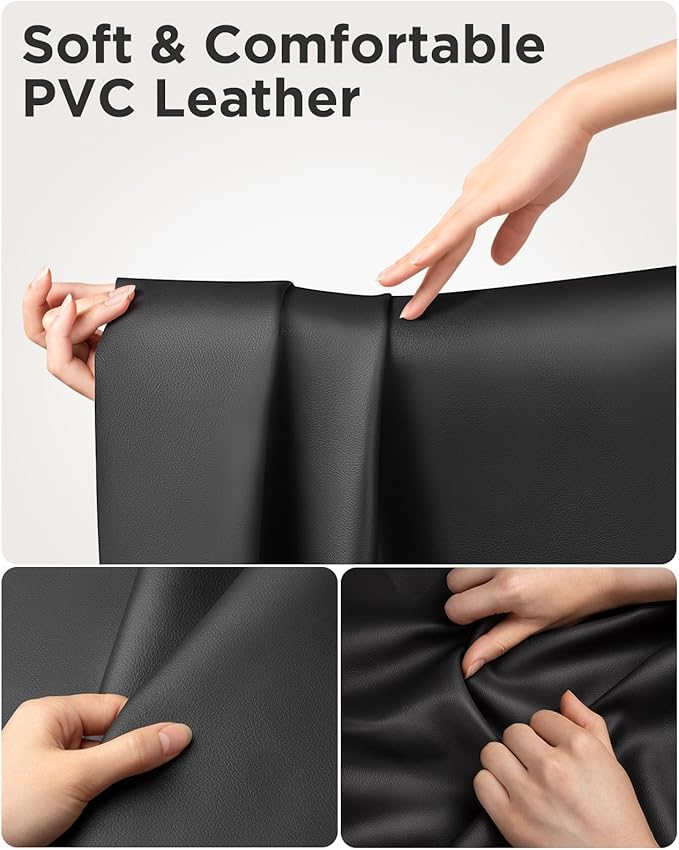 SAIJI Laptop Bed Tray Table, Adjustable PVC Leather Laptop Bed Table, Portable Standing Desk with Storage Drawer, Foldable Lap Tablet Table for Sofa Couch Floor (Dark Black)