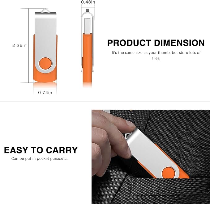 KOOTION 32 GB USB Flash Drive 32 gb Flash Drive 10 Pack Thumb Drive Memory Stick Pen Drive Keychain Design, Orange