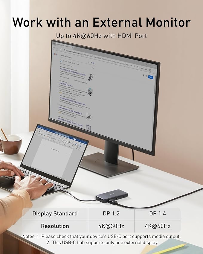 Anker 555 USB-C Hub (8-in-1), with 85W Power Delivery, 4K 60Hz HDMI Port, 10Gbps USB C and 2 A Data Ports, Ethernet microSD SD Card Reader, for MacBook Pro More