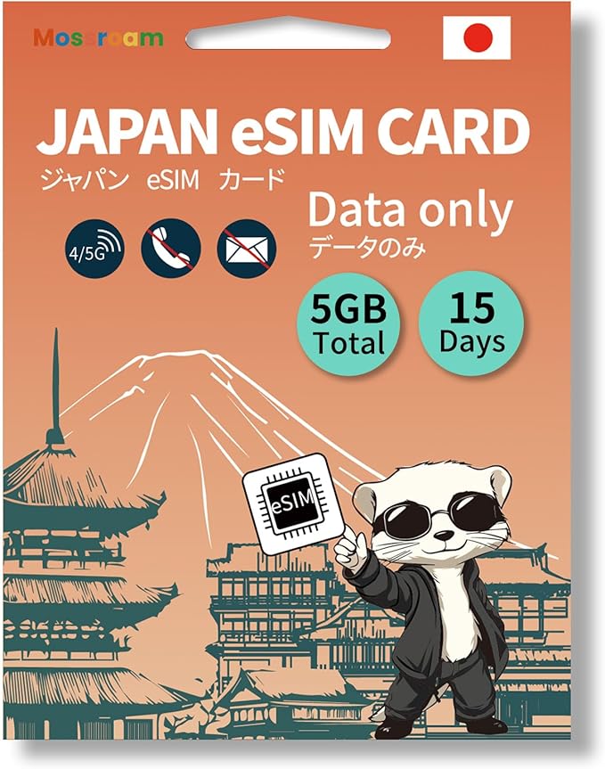 Japan eSIM Card for Travelers,15 Days Plan,Total 5GB Unlimited Data,High-Speed 4/5G, No Roaming Charges | Perfect for Japanese Trips