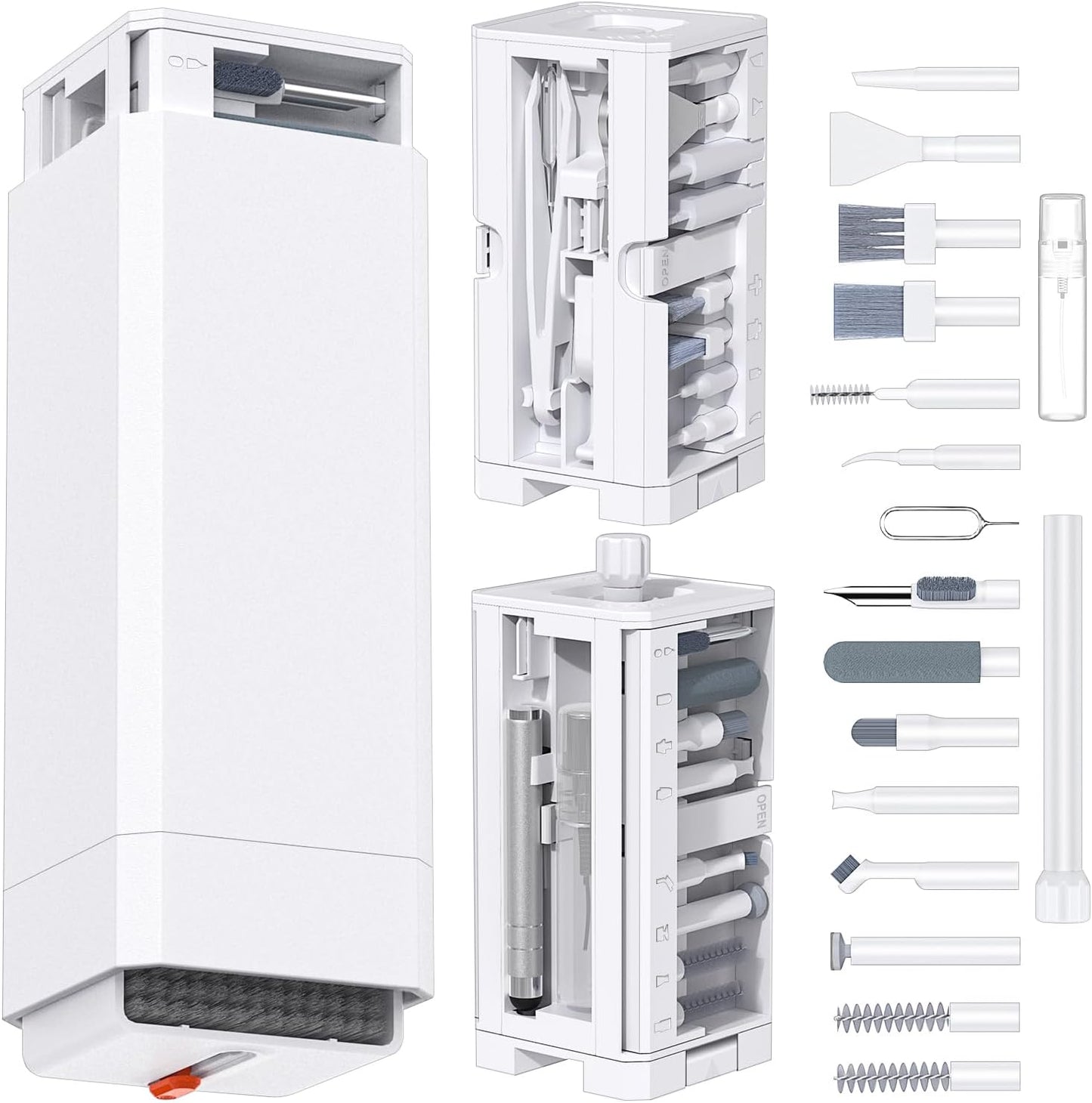 VICHYIE Keyboard Cleaning Kit with Brush, Computer Laptop Cleaner Kit, Phone Cleaning Tool, Multi-Function Cleaner Kit for Earbuds, Cellphones, PC, Screens, Camera Lens, Electronics Devices (White)