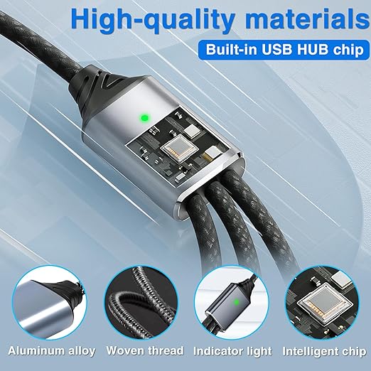 Duttek USB A Splitter 0.8FT/25cm, 1 to 3 USB Extension Cable, Type A Male to 3 Female Cable for Laptop, PC, Charging and 480Mbps Data Transfer