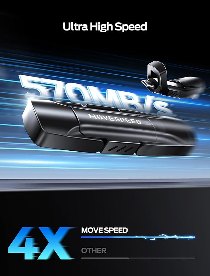 MOVE SPEED 128GB Solid State Drives, 570MB/S Read Speed External SSD with Dual Port Type C + USB 3.2 Portable SSD for iPhone 17/16/15 Series, Android, Mac, Windows