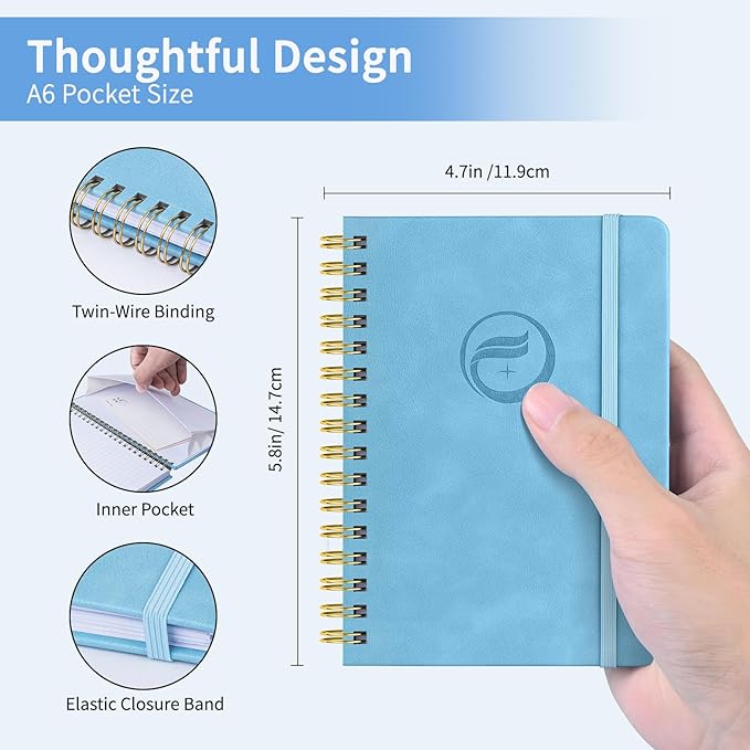 Small Password Book with Alphabetical Tabs, Password Keeper Book for Seniors, Individual & Colorful Tabs, Spiral Hardcover Password Notebook Small for Website Logins, 4.7" x 5.8", Blue