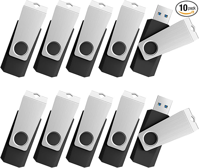 TOPESEL 10 Pack 32GB USB 3.0 Flash Drives Memory Stick USB3.0 Thumb Drives 32GB 10PCS, Black