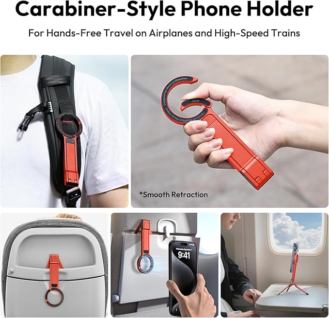 ULANZI MA30 Magnetic Phone Tripod Stand for iPhone - Aluminium Maglock Smartphone Mini Tripod Pocket Cell Phone Stand Strong Magnet Quick Mount Compatible with iPhone 17 16 15 14 13 12 Series, Orange