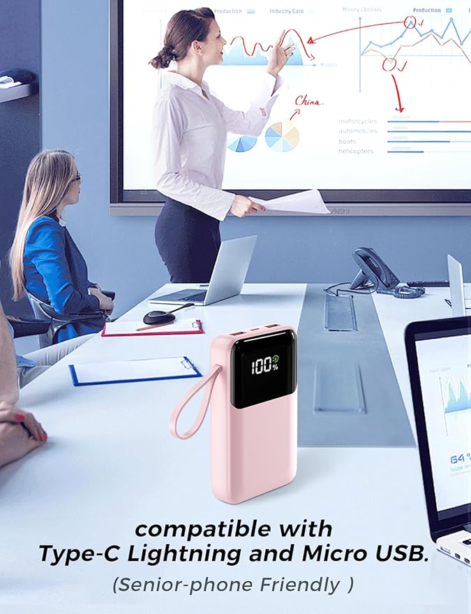 Power Bank, 15000mAh Portable Charger with Built in Cable, 22.5W Fast Charging, 6 Outputs, Slim Travel Essential Battery Pack with LED Display, Compatible with iPhone 16/15/14/13, Samsung, iPad, etc