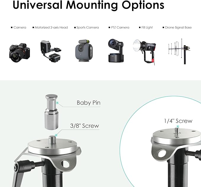 RAUBAY 24' Tall Tripod Stand, Extreme Tall Heavy Duty Sports Camera Video Tripod, Spring Telescoping Aluminium Alloy Large Light Stand with 1/4"& 3/8" Screw, Professional Sky High for Outside Shooting