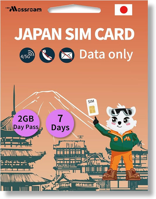 Japan SIM Card – Prepaid Data Plans | 2GB Daily,7 Days | High-Speed 4/5G LTE | No Daily Restrictions | Perfect for Tourists & Business Travelers
