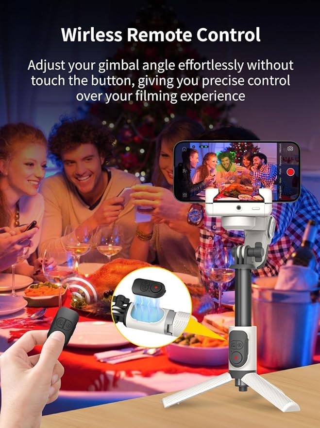Gimbal Stabilizer for iPhone, Sefie Stick Tripod with Auto Face Tracking for TIK Tok YouTube Video Recording, 4 in 1 Gimbal Stabilizer with 360° Rotation for iPhone/Andriod -M1 Pro White