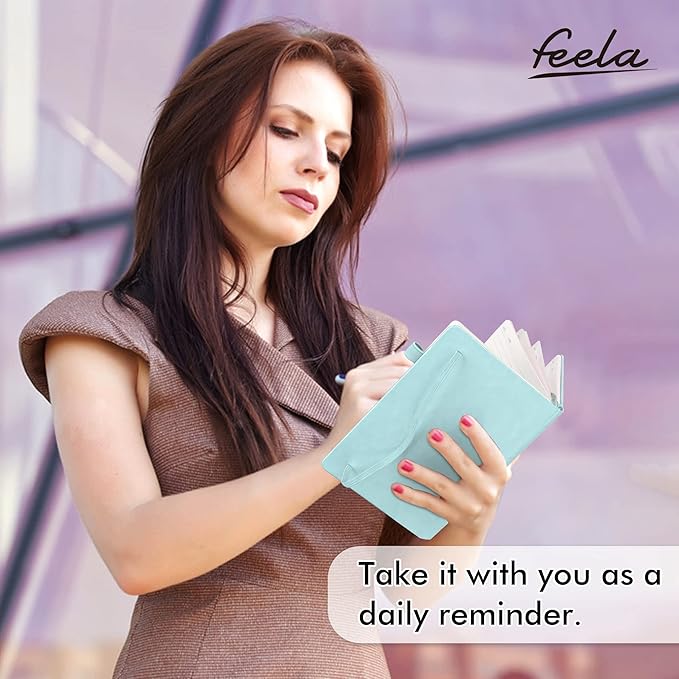 feela 12 Pack Notebooks Journals Bulk, Hardcover Notebook Classic Ruled Lined Journals with Pen Holder for Women Girls School Business Supplies, with 12 Black Pens, 120 GSM, 5.1”x8.3”, A5, Sky Blue