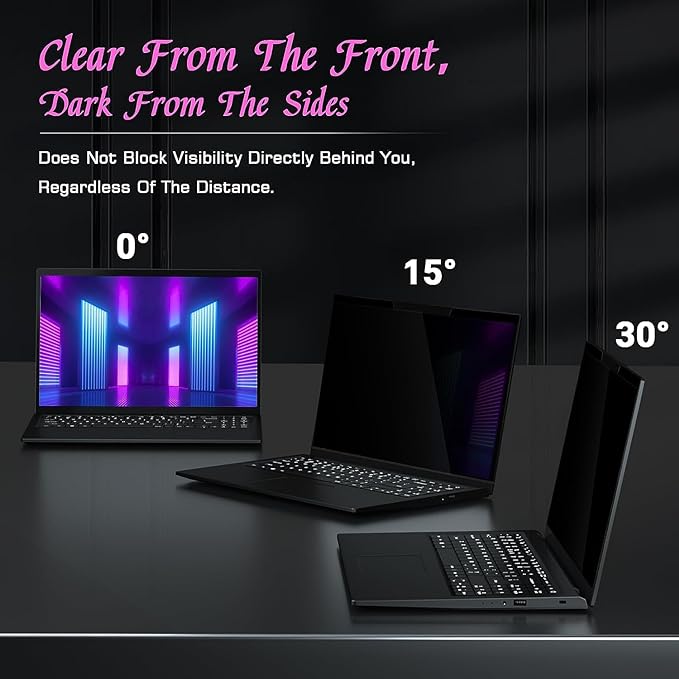 PYS 14 Inch 16:10 Magnetic Laptop Privacy Screen, Anti-Glare Blue Light Filter, Removable Privacy Shield for Lenovo, HP, Dell