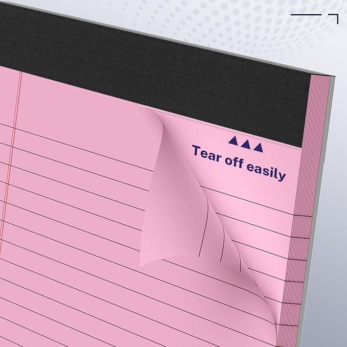 3 Pack Wide Legal Pads 11" x 9.5" (Landscape Format) Pink Blue Green College Ruled Note Pad Narrow Ruled 30 Sheets per Notepad Perforated Writing Paper with Thick Backboard Horizontal Pads of Paper