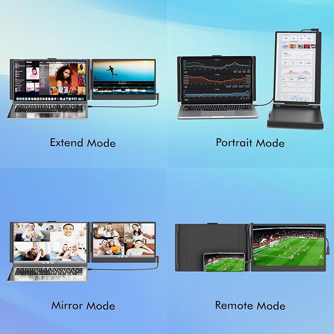 KEFEYA Laptop Screen Extender, 14" 1080P FHD IPS Laptop Monitor Extender for Home Office, Dual Travel Monitor for Laptops 13-17.3", USB-C HDMI Plug-Play for MacOS Windows PS Switch Xbox Phone Pad