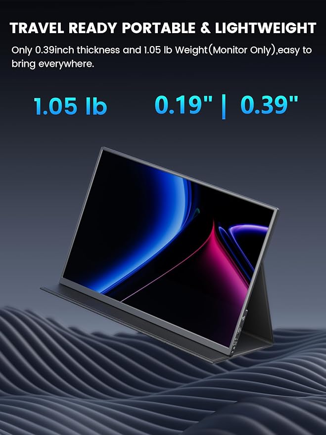 4K Portable Monitor, 14.5" IPS Laptop Screen, Slim Lightweight 1500:1 Dual USB C HDMI Gaming Display with Speakers, Travel Monitor for PC Phone PS5/4 Xbox Switch