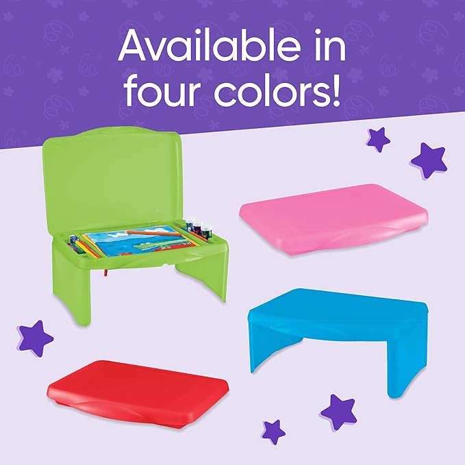 HearthSong Kids’ Portable Folding Lap Desk with Large Storage Activity Tray, 17"L x 12"W x 7½"H, Pink