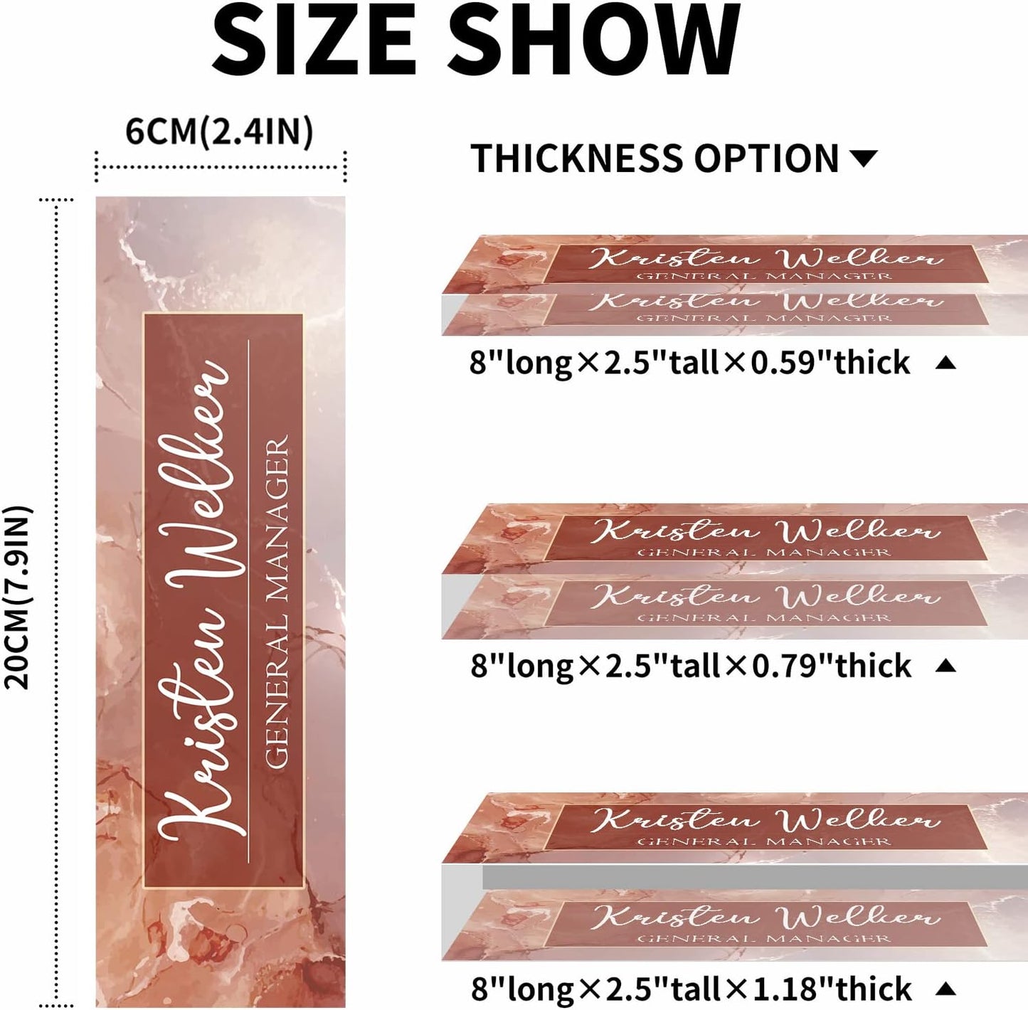 Desk Name Plate Personalized, Premium Pink Marble Acrylic Desk Name Plate, Personalized Name Plate for Desk, Office Decor for Women or Men Coworkers, Boss, Employee, Teacher