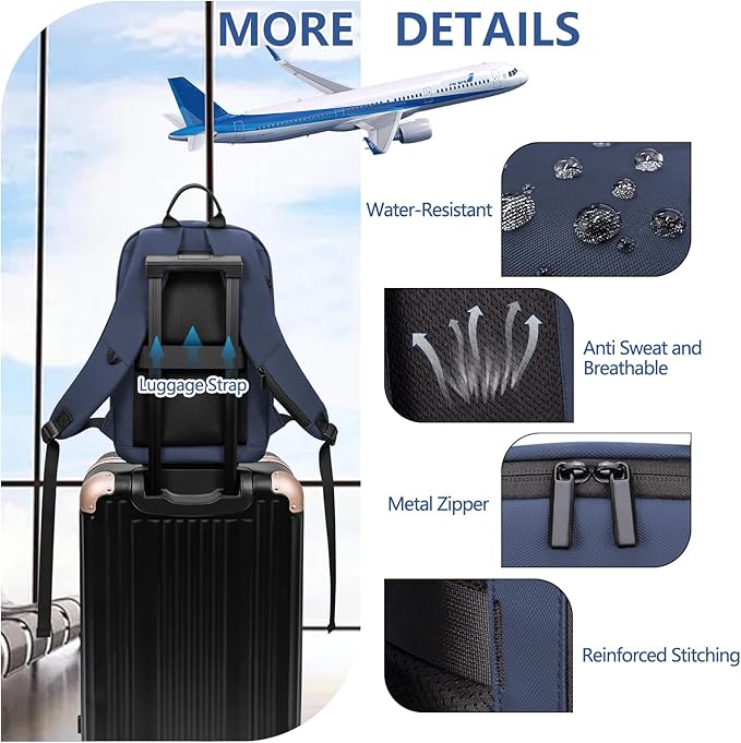 Business Backpack for Men Lightweight Laptop Backpack Anti-Theft Water Resistant Backpack for 15.6 Inch Computer (Classic, Blue)