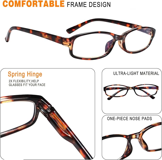NORPERWIS 6 Pack Ladies Reading Glasses for Women Blue Light Blocking Spring Hinge Fashion Eyeglasses Readers for Women (Mix Color -4, 1.25, multiplier_x)