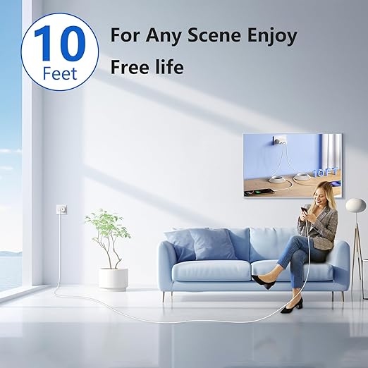 Extra Long 10FT for iPhone 17 Air 16e 15 Charger Fast Charging, Dual Port PD Power Adapter Fast C Charging Block with 10Feet USB C to C Cable Cord for iPhone 16 15 Pro Max/16 Pro/15/15 Plus/iPad,2Sets