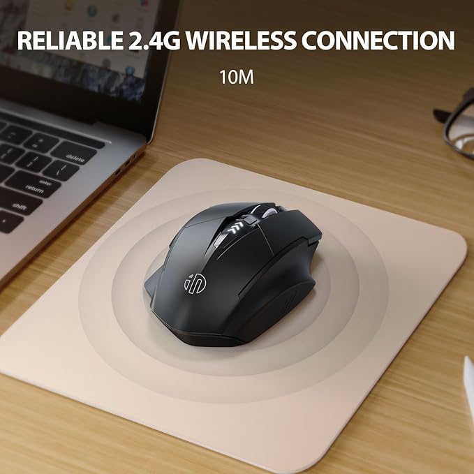 INPHIC Wireless Mouse for Laptop Rechargeable, Upgraded Visible Battery, 2400 DPI, Silent Ergonomic Computer Mice, Mac, PC etc.
