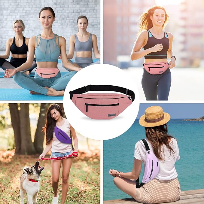 MAXTOP Large Crossbody Fanny Pack with 4-Zipper Pockets,Gifts for Enjoy Sports Festival Workout Traveling Running Casual Hands-Free Wallets Waist Pack Phone Bag Carrying All Phones