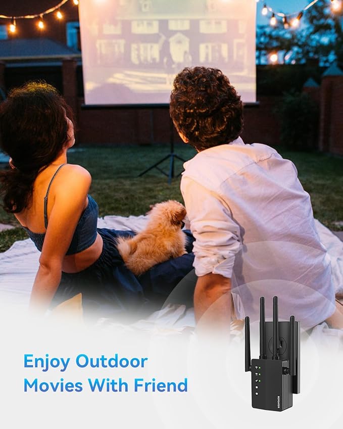 WiFi Extender Signal Booster, 12880 Sq.Ft Range, 105 Device Compatibility, Dual Band 5GHz/2.4GHz, 1200Mbps, WiFi Extender for Expanded Coverage