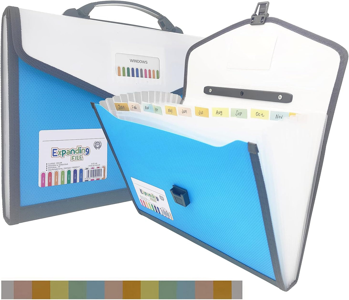 Expanding Accordion File Folder with Labels, 13 Pocket Document Organizer, Letter A4 Size, 1 Pack