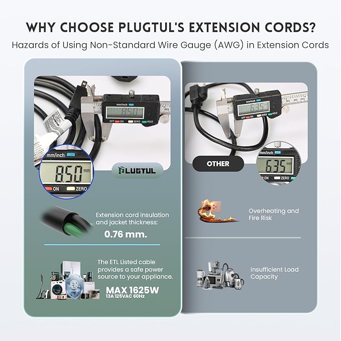 PLUGTUL 100 FT Outdoor Extension Cord Waterproof 16/3 Black Heavy Duty 3 Prong Extension Cord, 13A 1625W SJTW, ETL Listed, Great for Garden and Home