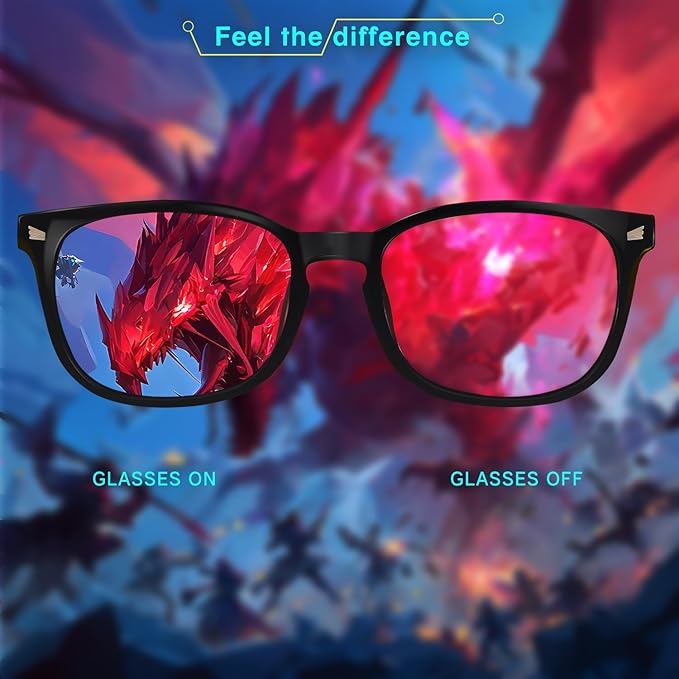Sleep Glasses with Red Lens - 99.9% Blue Green Blocking for Computer, Gaming, TV, Phone Screens, Reduce Eyestrain, for Women & Men
