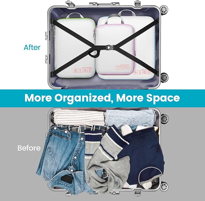 Cambond Compression Packing Cubes for Travel Women - Travel Bags Luggage Organizers Travel Essentials Compression Cubes for Travel Carry on Suitcases Organizer