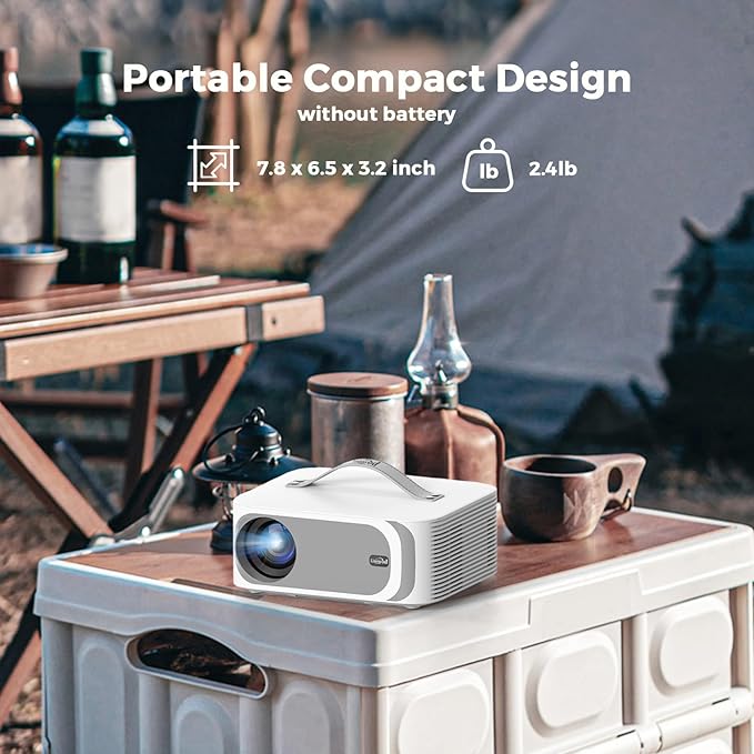 [Official-Apps/AI Movin 2.0 OS/1800 ANSI] Portable-Projector-4k with WiFi and Bluetooth, 35W DoIby Audio, AI Auto Focus with HDR10+, Lisowod 4k Support Outdoor Smart Proyector Compatible with Netflix