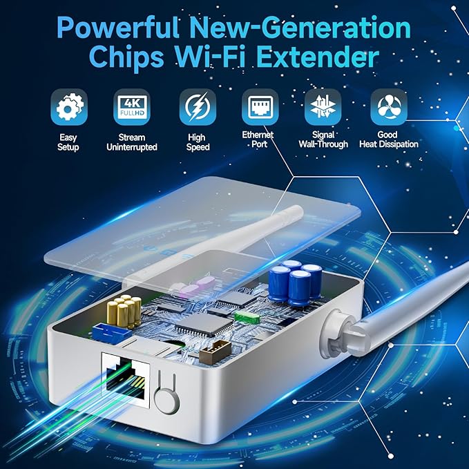 2026 WiFi Extender Signal Booster, New Gen Internet Booster for Home, 4X Faster, Covers up to 10,000 sq.ft, Wi-Fi Repeater with Ethernet Port, Wireless Long Range Amplifier, Easy Setup (White)