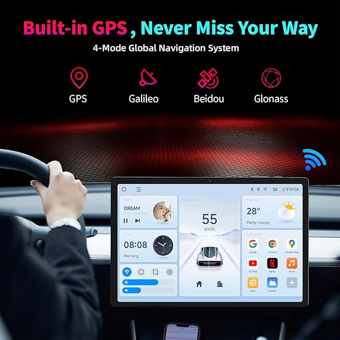 10.51 Inch 2K Android Tablets, All-Day Battery Life, Six-Core+Large Screen Tablet 128GB ROM 6GB RAM, 5MP+13MP Dual Camera Tablets PC, Android 12, 5G WiFi 5.0 BT, Gaming Tablet, USB Output