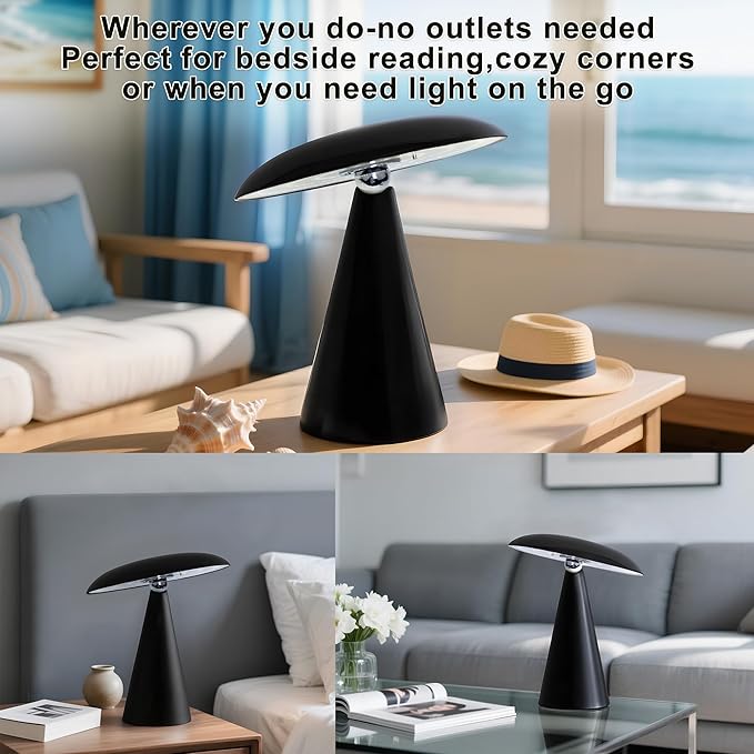 Elegant & Modern “Magnetic Cordless LED Table Lamp – Portable Touch-Dimmable Bedside Light for Bedroom, Living Room & Small Spaces (Black)”