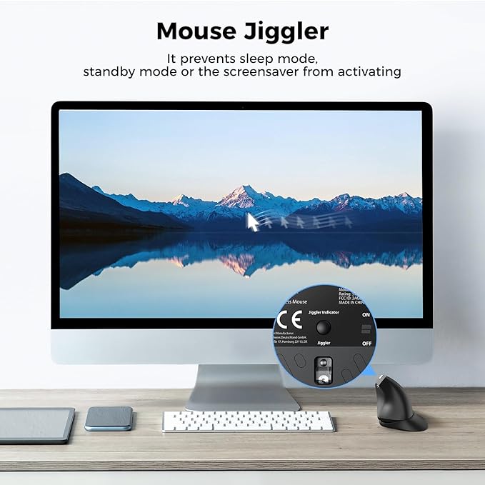 iClever Ergonomic Mouse, 2.4G Wireless Vertical Mouse with 4 Adjustable DPI, Silent Click, 7 Buttons, 3 Adjustable Tilt, Rechargeable Mouse Jiggler for Laptop, Desktop, PC, Computer, Windows 8/10/11