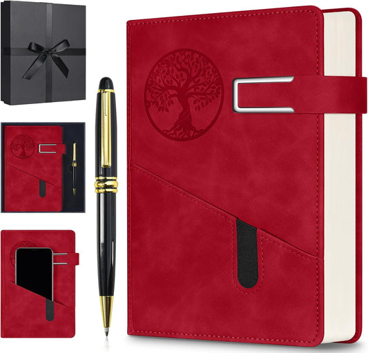 Lined Notebook Journal for Men Women, 365 Pages Numbered College Ruled Notebook, Hardcover Leather Journal with Pen & Gift Box, Thick Daily Diary, Professional Notebooks for Work, School, Business, A5